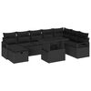 vidaXL Garden Sofa Set with Cushion 9 pcs Black Poly rattan