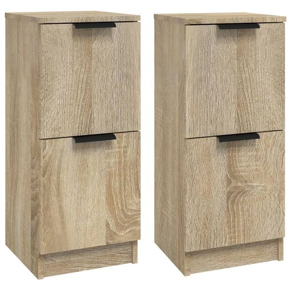 vidaXL Sideboards 2 pcs Sonoma Oak 30x30x70 cm Engineered Wood