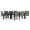 vidaXL 9 Piece Garden Dining Set Poly Rattan Grey