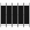 vidaXL 5-Panel Room Divider Black 200x180 cm