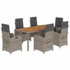 vidaXL 7 Piece Garden Dining Set with Cushions Grey Poly Rattan