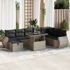 vidaXL 9 Piece Garden Sofa Set with Cushions Grey Poly Rattan