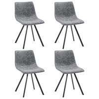 vidaXL Dining Chairs 4 pcs Grey Faux Leather