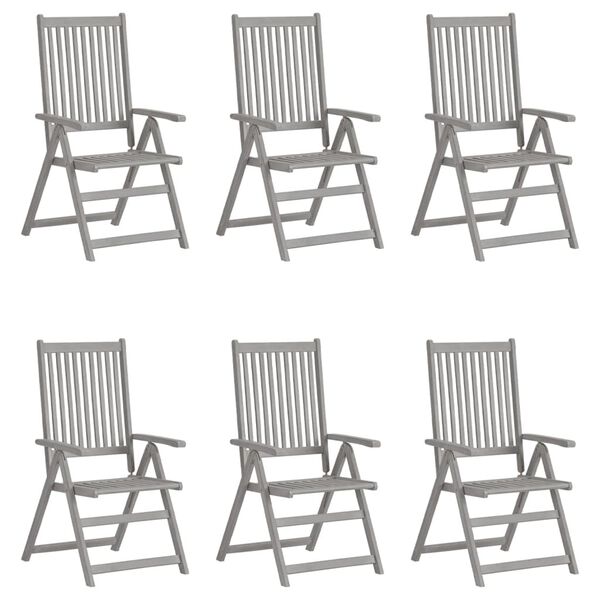vidaXL Garden Reclining Chairs 6 pcs with Cushions Solid Acacia Wood