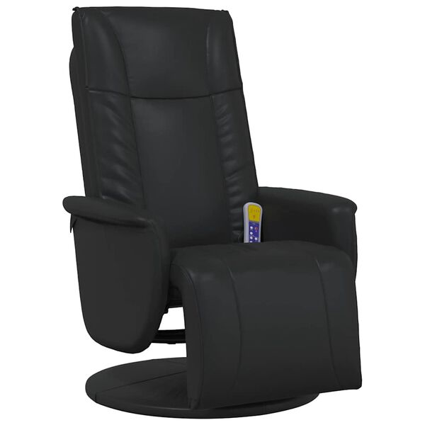 vidaXL Massage Recliner Chair with Footrest Black Faux Leather