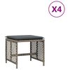 vidaXL Garden Stools with Cushions 4 pcs Grey 41x41x36 cm Poly Rattan