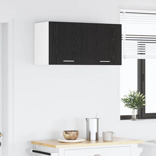 vidaXL Hanging Cabinet with Door Black Oak and White 40 x 31 x 40 cm