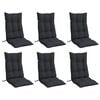 vidaXL Highback Chair Cushions 6 pcs Black Oxford Fabric