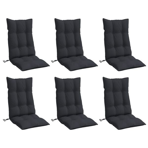 vidaXL Highback Chair Cushions 6 pcs Black Oxford Fabric
