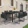 vidaXL 7 Piece Garden Dining Set PVC Rattan Black