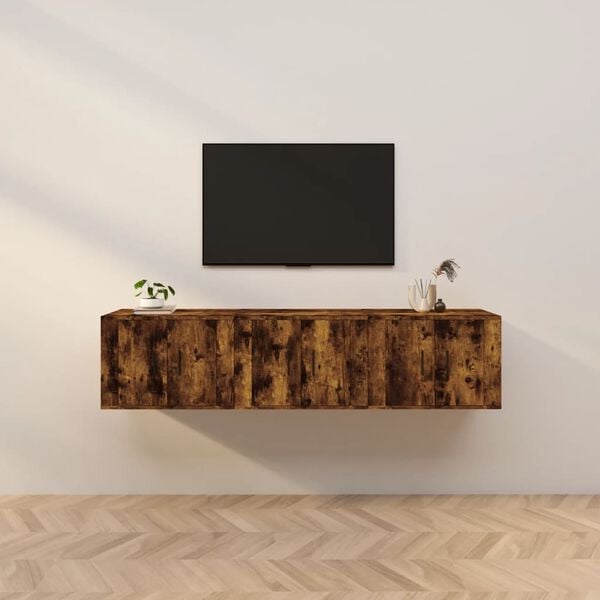 vidaXL Wall-mounted TV Cabinets 3 pcs Smoked Oak 57x34.5x40 cm