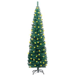 vidaXL Slim Artificial Pre-lit Christmas Tree with Stand Green 240cm PVC