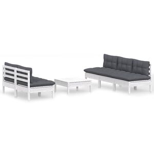 vidaXL 6 Piece Garden Lounge Set with Anthracite Cushions Pinewood