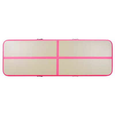 vidaXL Inflatable Gymnastics Mat with Pump 600x100x10 cm PVC Pink