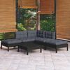 vidaXL 6 Piece Garden Lounge Set with Cushions Black Pinewood