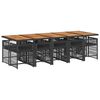 vidaXL 11 Piece Garden Dining Set with Cushions Black Poly Rattan