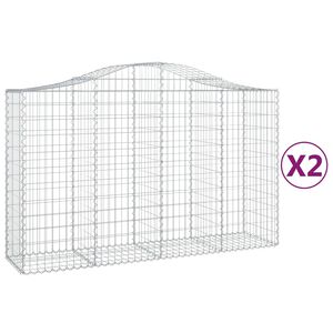 vidaXL Arched Gabion Baskets 2 pcs 200x50x120/140 cm Galvanised Iron