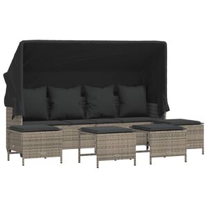 vidaXL 5 Piece Garden Sofa Set with Cushions Grey Poly Rattan