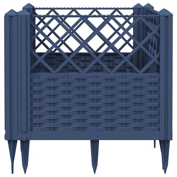 vidaXL Garden Planter with Pegs Blue Grey 43.5x43.5x43.5 cm PP