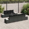 vidaXL Garden Sofa Set with Cushion 8 pcs Black Poly Rattan