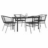 vidaXL 5 Piece Garden Dining Set with Cushions Black Poly Rattan Glass