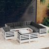 vidaXL 12 Piece Garden Lounge Set with Cushions White Solid Pinewood