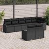 vidaXL Garden Sofa Set with Storage 8 pcs Black Poly Rattan