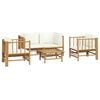 vidaXL 5 Piece Garden Lounge Set with Cream White Cushions Bamboo