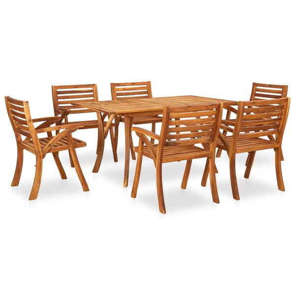 vidaXL 7 Piece Garden Dining Set 150x90 cm Solid Acacia Wood