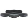 vidaXL 6 Piece Garden Lounge Set with Cushions Poly Rattan Black