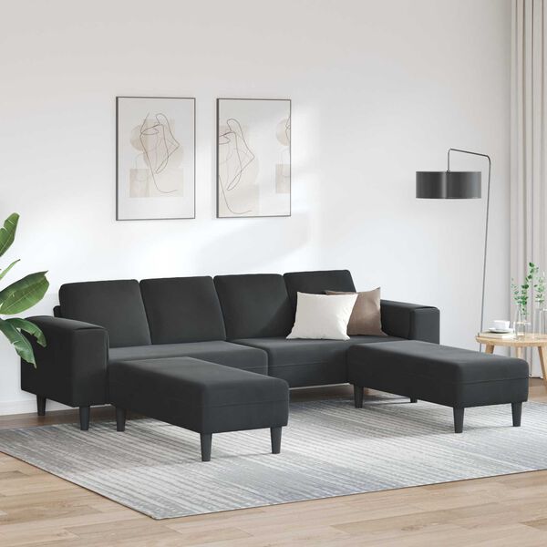 vidaXL Living Room Couch 3 pcs Black