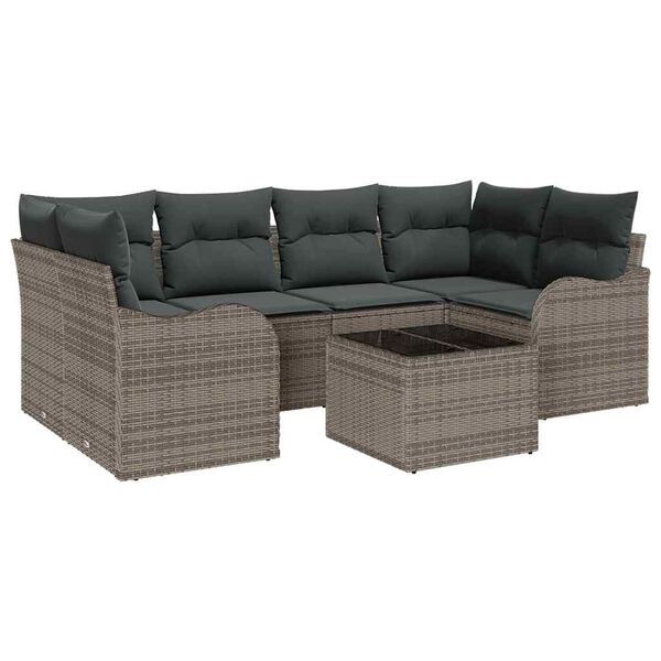 vidaXL Garden Sofa Set 7 pcs Grey 55 x 55 x 37 cm Poly rattan
