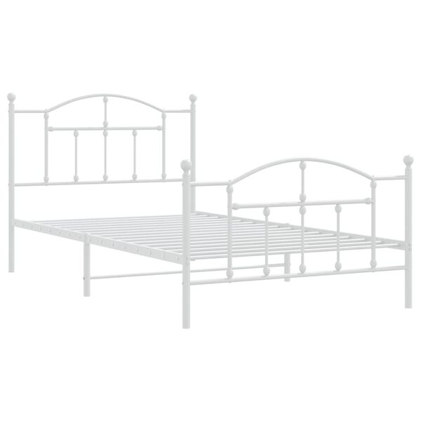 vidaXL Metal Bed Frame without Mattress with Footboard White 107x203cm