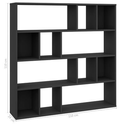 vidaXL Room Divider/Book Cabinet Black 110x24x110 cm Engineered Wood