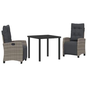 vidaXL Garden Dining Set 3 pcs Grey Poly Rattan