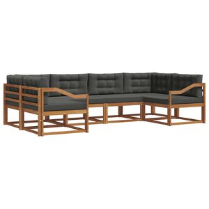 vidaXL Outdoor Sofa Set with Cushion 6 pcs Natural and Anthracite