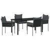 vidaXL Garden Dining Set 5 pcs Black and Grey PE Rattan