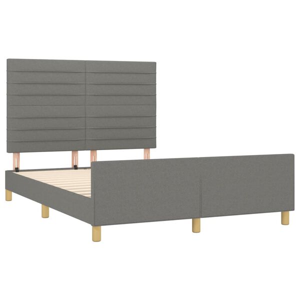vidaXL Bed Frame without Mattress Dark Grey 137x187 cm Double Fabric