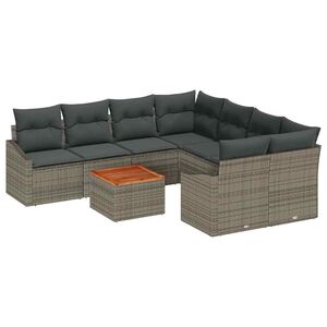 vidaXL Garden Sofa Set 9 pcs Grey Poly Rattan