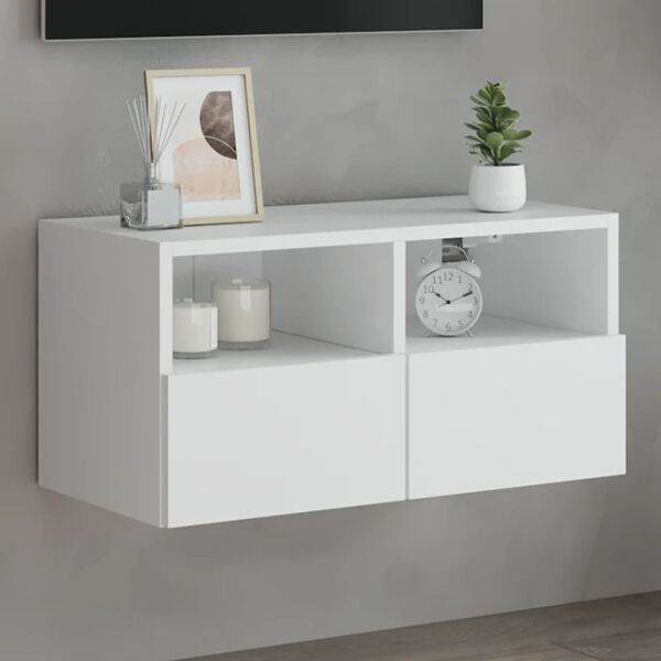 vidaXL TV Wall Cabinet White 60x30x30 cm Engineered Wood