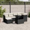 vidaXL 7 Piece Garden Sofa Set with Cushions Black Poly Rattan