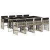 vidaXL 9 Piece Garden Dining Set with Cushions Light Grey Poly Rattan