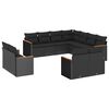 vidaXL 11 Piece Garden Sofa Set with Cushions Black Poly Rattan