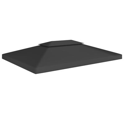 vidaXL 2-Tier Gazebo Top Cover 310 g/m² 4x3 m Black