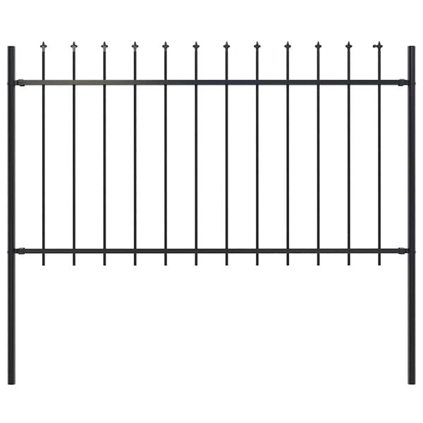 vidaXL Garden Fence Woerden with Spear Top Steel 181x100 cm Black