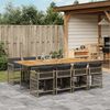 vidaXL 9 Piece Garden Dining Set with Cushions Grey Poly Rattan