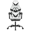 vidaXL Swivel Gaming Chair with Footrest White&Black Faux Leather