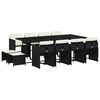 vidaXL 13 Piece Garden Dining Set with Cushions Black Poly Rattan