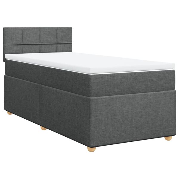 vidaXL Box Spring Bed with Mattress Dark Grey King Single Fabric