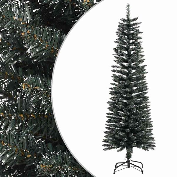vidaXL Artificial Slim Christmas Tree with Stand Green 150 cm PVC